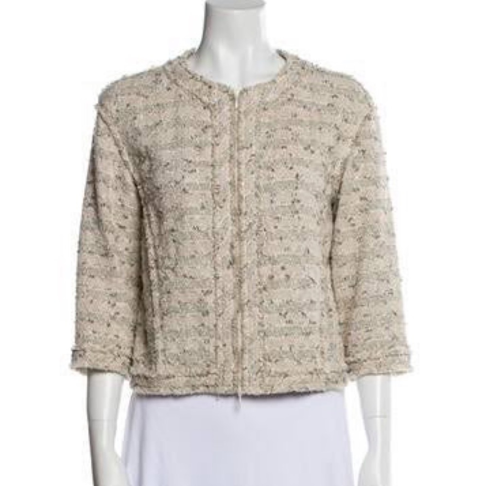Lafayette 148 Tweed Fringe Jacket